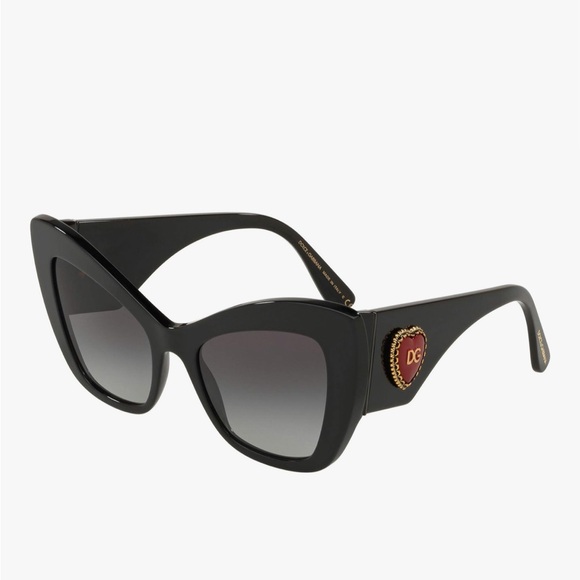 Dolce & Gabbana Accessories - Dolce & Gabbana DG4349 Cat Eye Sunglasses Red Gold Heart Logo
